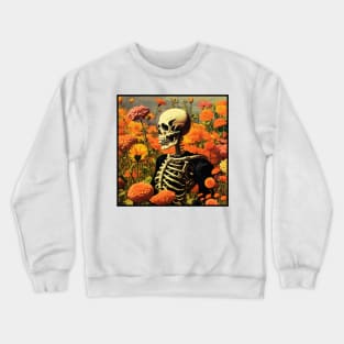 Creepy Skeleton Flower Cartoon Vintage Crewneck Sweatshirt